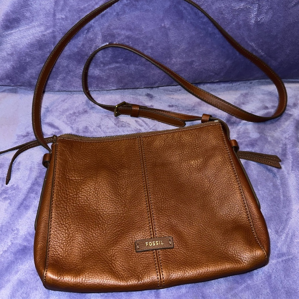 Fossil Tan Leather Crossbody Bag